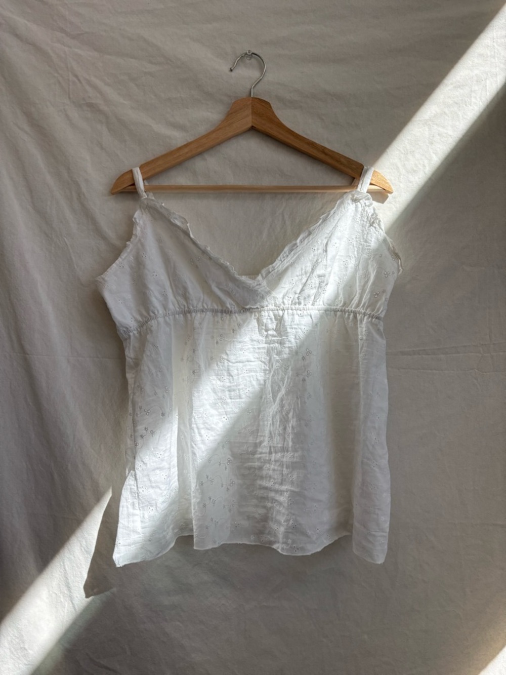 White Eyelet V-Neck Spaghetti Strap Top